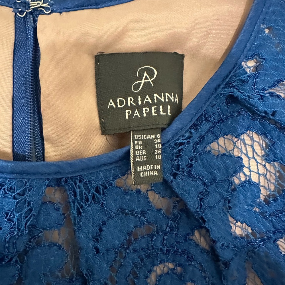 Adrianna Papell Royal Blue Lace Dress